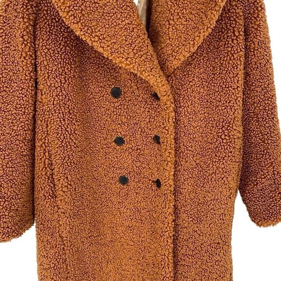 J. CREW Double Breasted Teddy Sherpa Coat Adobe Clay Small NWT - Picture 5 of 11